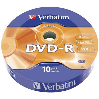 Диск DVD Verbatim 4.7Gb 16X Spindle Wrap box 10шт DATA LIFE (43839)