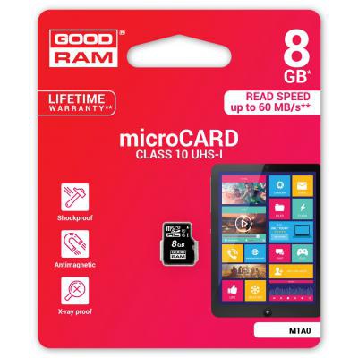 Карта памяти GOODRAM 8GB microSD Class 10 UHS-I (M1A0-0080R11)
