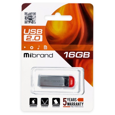 USB флеш накопичувач Mibrand 16GB Falcon Silver-Red USB 2.0 (MI2.0/FA16U7R)