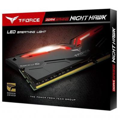 Модуль памяти для компьютера DDR4 16GB (2x8GB) 3200 MHz T-Force Night Hawk Black LED/Red Team (THRD416G3200HC16CDC01)