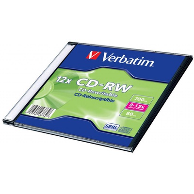 Диск CD Verbatim 700Mb 12X SlimBox 1шт Matt Silver (43762-поштучно)