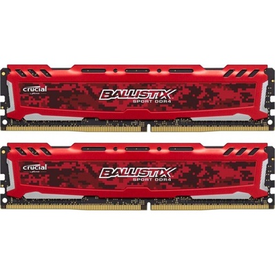 Модуль памяти для компьютера DDR4 16GB (2x8GB) 2666 MHz Ballistix Sport Red MICRON (BLS2C8G4D26BFSE)