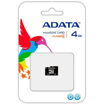 Карта памяти ADATA 4GB microSD class 4 (AUSDH4GCL4-R)
