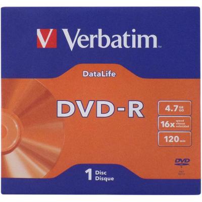 Диск DVD Verbatim 4.7Gb 16X Jacket 1 pcs DATA LIFE (43844-поштучно)
