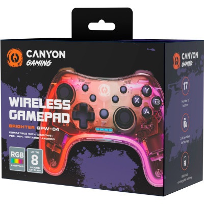 Геймпад Canyon Brighter GPW-04 Wireless RGB 5in1 PS4/Xbox360 Crystal (CND-GPW04)