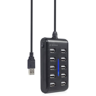 Концентратор Gembird USB 2.0 10 ports black (UHB-U2P10P-01)