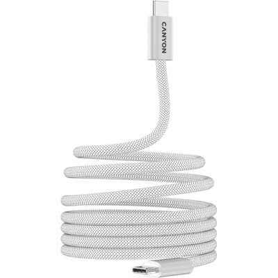 Дата кабель USB-C to USB-C 1.0m 60W Magnet Braided White Canyon (CND-CCMG60AB15W)