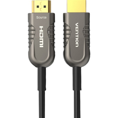 Кабель мультимедійний HDMI to HDMI 15.0m V2.1 Optical 8K 60Hz 48Gbps Dolby 7.1 TPE Black Metal Type Vention (AAZBN)