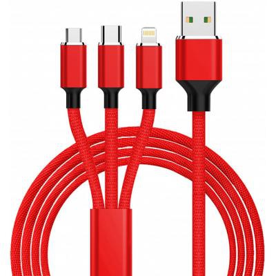 Дата кабель USB 2.0 AM to Lightning + Micro 5P + Type-C 1.2m red XoKo (SC-330-RD)