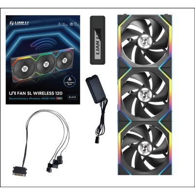 Кулер до корпусу Lian Li Uni Fan SL WIRELESS 120-3, Black (G99.12SL1W3B.00)