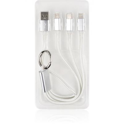 Дата кабель USB 2.0 AM to Lightning + Micro 5P + Type-C 0.2m silver Vinga (VRC121S)