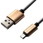 Дата кабель Grand-X USB - Micro USB, Cu, 2.1A, Grey/Gold, 1m (FM01GG)