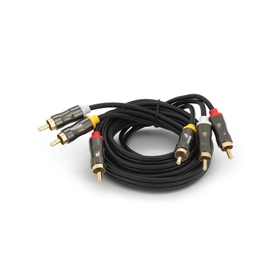 Кабель мультимедійний 3xRCA M to 3xRCA M 1.5m black VEGGIEG (YT-AV301)