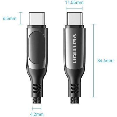 Дата кабель USB-C to USB-C 1.2m USB3.1 100W Display Zinc Alloy Vention (TAYBAV)