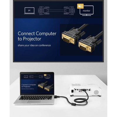 Кабель мультимедійний VGA M to VGA M 1.0m VG101 black UGREEN (11673)