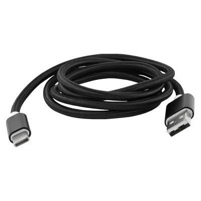 Дата кабель USB 2.0 AM to Type-C 1m nylon black Vinga (VCPDCTCNB1BK)