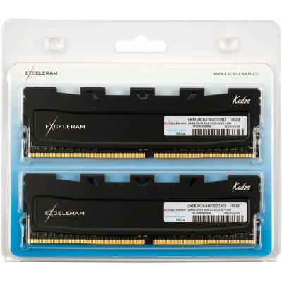 Модуль памяти для компьютера DDR4 16GB (2x8GB) 3200 MHz Black Kudos eXceleram (EKBLACK4163222AD)