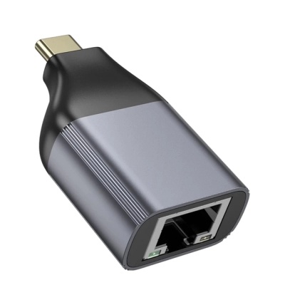 Перехідник USB-C to RJ45 Ethernet 100Mbps gray HOCO (6942007645607)