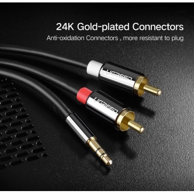 Кабель мультимедійний 3.5mm M to 2xRCA M 1.0m AV116 black UGREEN (10749)