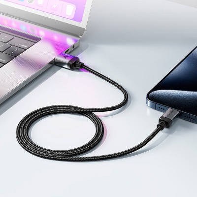 Дата кабель USB-C to USB-C 1.2m 3A aluminum alloy C20-03 Black Acefast (6974316283775)
