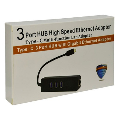 Перехідник Dynamode USB 3.1 Type-C - RJ45 Gigabit Lan, 3*USB 3.0 (USB3.1-TypeC-RJ45-HUB3)