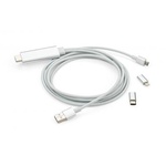 Кабель мультимедийный HDMI to Lighting+MicroUSB+Type-C 2m Vinga (MobileTV-01)