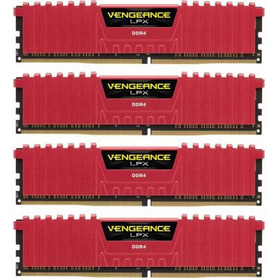 Модуль памяти DDR4 16GB (4x4GB) 3000 MHz Vengeance LPX Red CORSAIR (CMK16GX4M4B3000C15R)