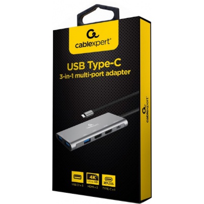 Концентратор Cablexpert USB-C 3-in-1 (HUB/HDMI/PD) (A-CM-COMBO3-01)