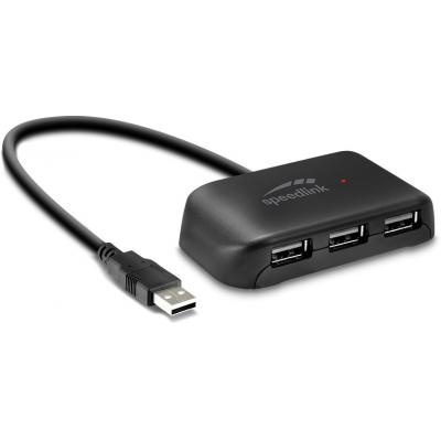 Концентратор Speedlink SNAPPY EVO USB Hub, 4-port, USB 2.0, Passive, Black (SL-140004-BK)