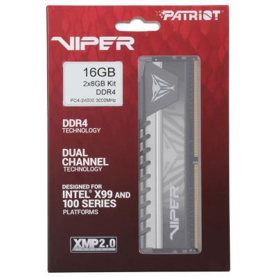 Модуль памяти для компьютера DDR4 16GB (2x8GB) 3000 MHz Viper Elite Gray Patriot (PVE416G300C5KGY)