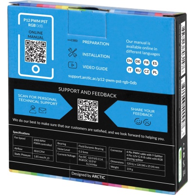 Кулер для корпуса Arctic P12 PWM PST RGB (ACFAN00186A)