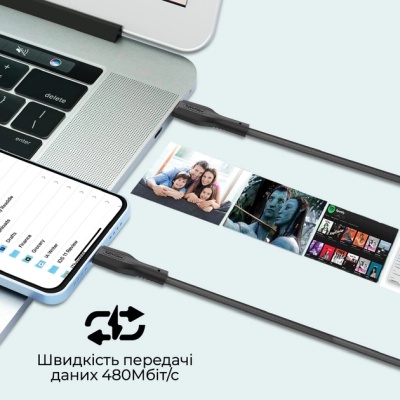 Дата кабель USB-C to Lightning cablekit-ci Promate (cablekit-ci)
