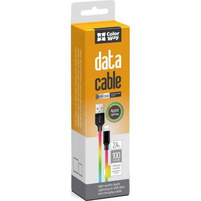 Дата кабель USB 2.0 AM to Lightning 1.0m multicolor ColorWay (CW-CBUL016-MC)