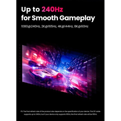 Кабель мультимедійний DisplayPort M to DisplayPort M 5.0m V1.4 braided DP114 black UGREEN (80394)