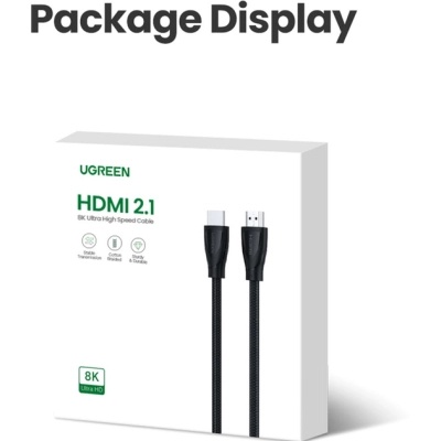 Кабель мультимедійний HDMI M to HDMI M 2.0m braided HD140 black UGREEN (80403)