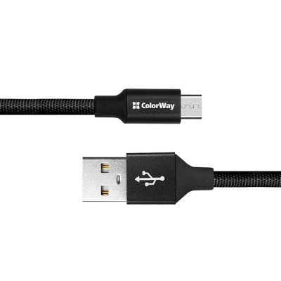 Дата кабель USB 2.0 AM to Micro 5P 0.25m black ColorWay (CW-CBUM048-BK)