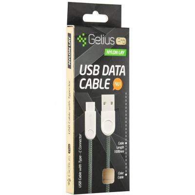Дата кабель USB 2.0 AM to Type-C Pro Nylon Lay Black Gelius (63259)