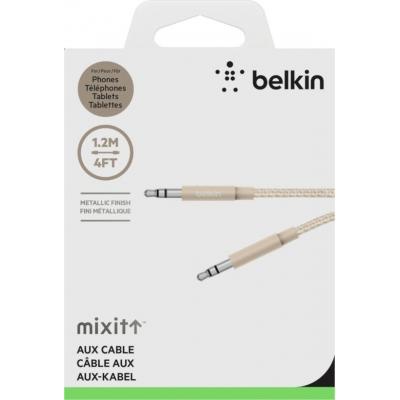 Кабель мультимедийный Jack 3.5mm - jack 3.5mm Premium 1.2m, gold Belkin (AV10164BT04-GLD)