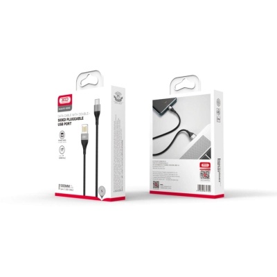 Дата кабель USB 2.0 AM to USB-C 1.0m 2.4A double-sided NB188 gray XO (6920680879700)
