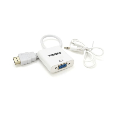 Перехідник HDMI M to VGA F + Audio 0.25m white VEGGIEG (YT-C-H-V2W)