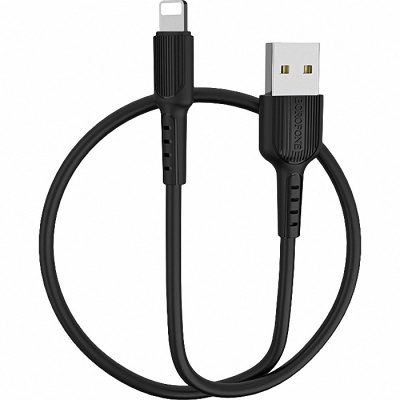 Дата кабель USB 2.0 AM to Lightning 1.0m 2A PVC BX16 black BOROFONE (6957531099512)