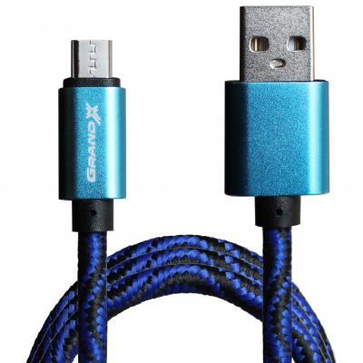 Дата кабель Grand-X USB - micro USB, Cu, 1.5A, Blue/Black, 1m (FM05BLB)