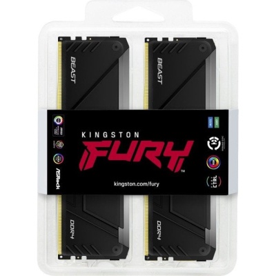 Модуль пам'яті для комп'ютера DDR4 64GB (2x32GB) 3200 MHz Beast RGB Black Kingston Fury (ex.HyperX) (KF432C16BB2AK2/64)