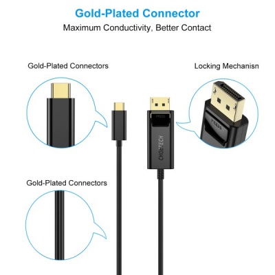 Кабель мультимедійний USB-C to DisplayPort 1.8m 4K 60Hz Choetech (XCP-1801BK)