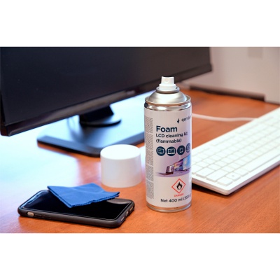 Спрей для очищення Gembird Foam, LCD cleaning kit, 400ml, steel (CK-LCD-08)