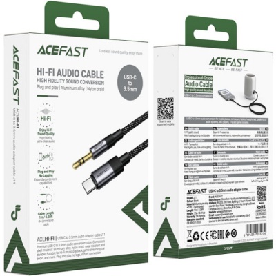 Кабель мультимедійний USB-C to 3.5mm M 0.15m black Acefast (6974316285274)