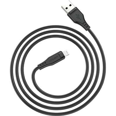 Дата кабель USB 2.0 AM to Lightning 1.2m 2.4A TPE C3-02 Black Acefast (6974316280828)
