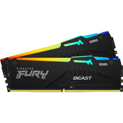 Модуль пам'яті для комп'ютера DDR5 16GB (2x8GB) 6000 MHz FURY Beast RGB Kingston Fury (ex.HyperX) (KF560C36BBEAK2-16)