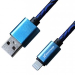 Дата кабель USB 2.0 AM to Lightning 1.0m Blue/Black Grand-X (FL05BLB)