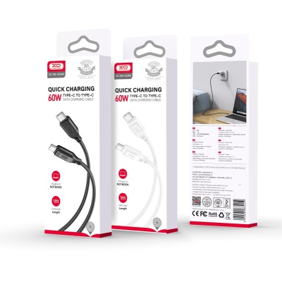 Дата кабель USB-C to USB-C 1.0m 60W braided XO (NBQ236B_White)
